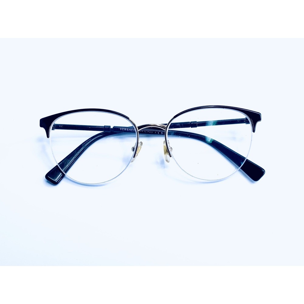 Versace Gold & Black Cat Eye Half Rim Glasses Italy MOD 1247 1252 52 17 140 - Picture 4 of 9